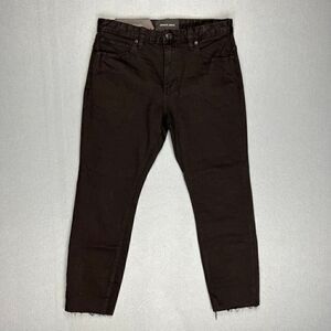 Abrand Jeans Womens 30 Relaxed Top Cropped Slim Black Denim Stretch Raw Hem NWT
